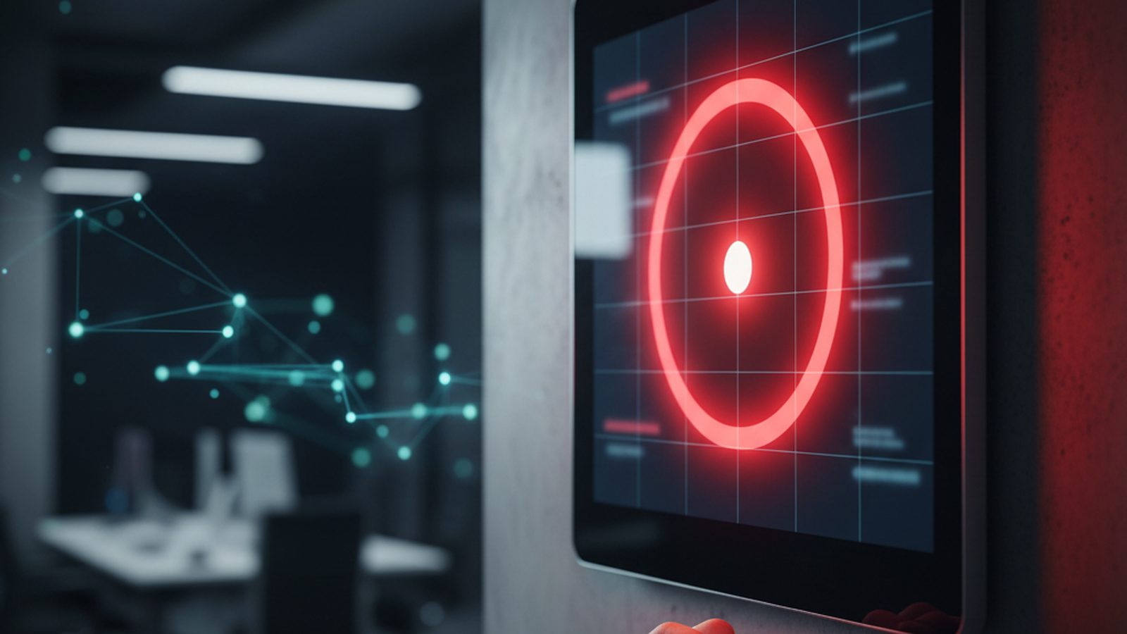A digital calendar showing the number zero highlighted in red, with binary code and network diagrams overlaid, representing a security emergency.